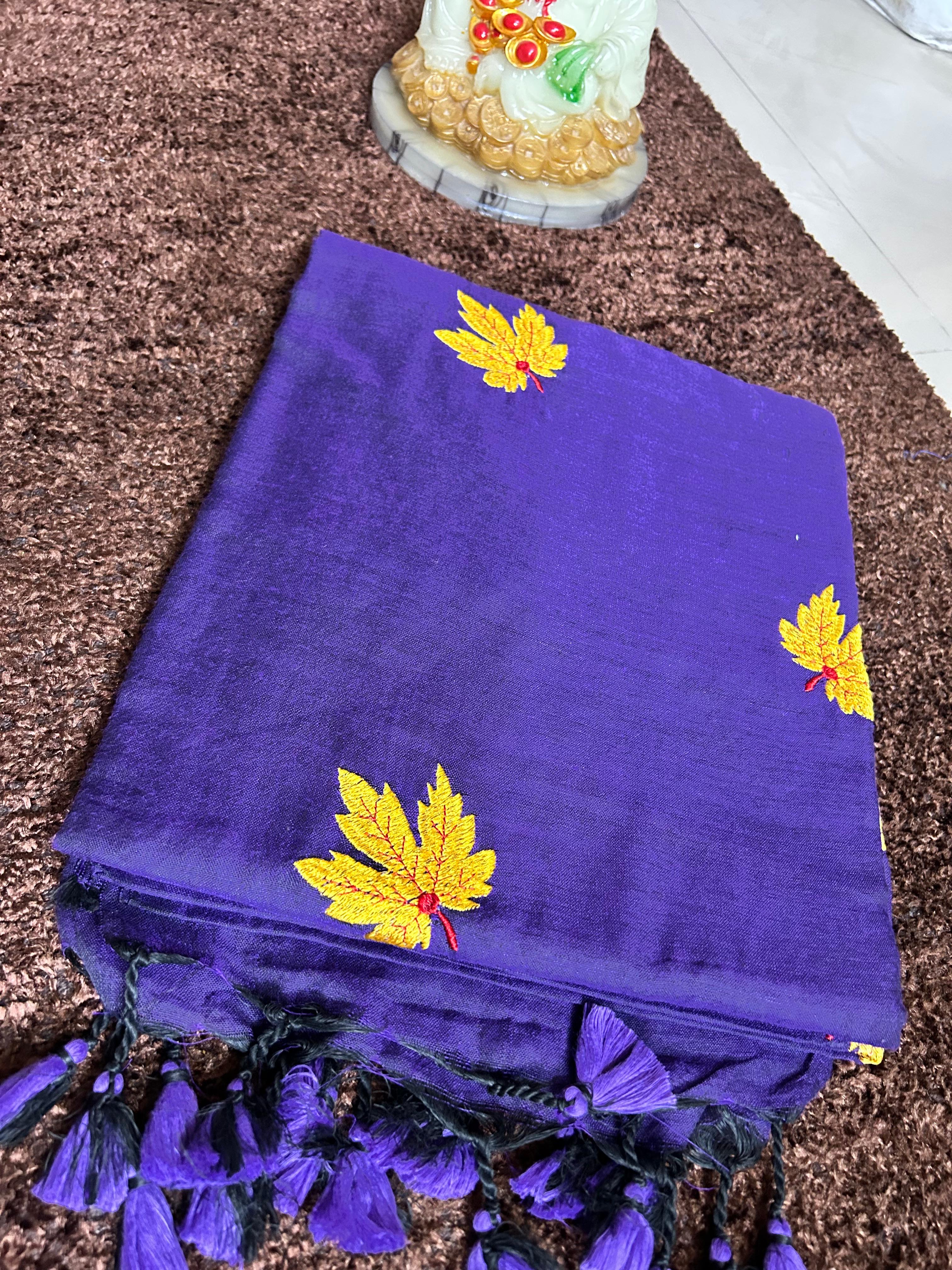 Plain Khadi Cotton Saree with Contrast Kalamkari Blouse