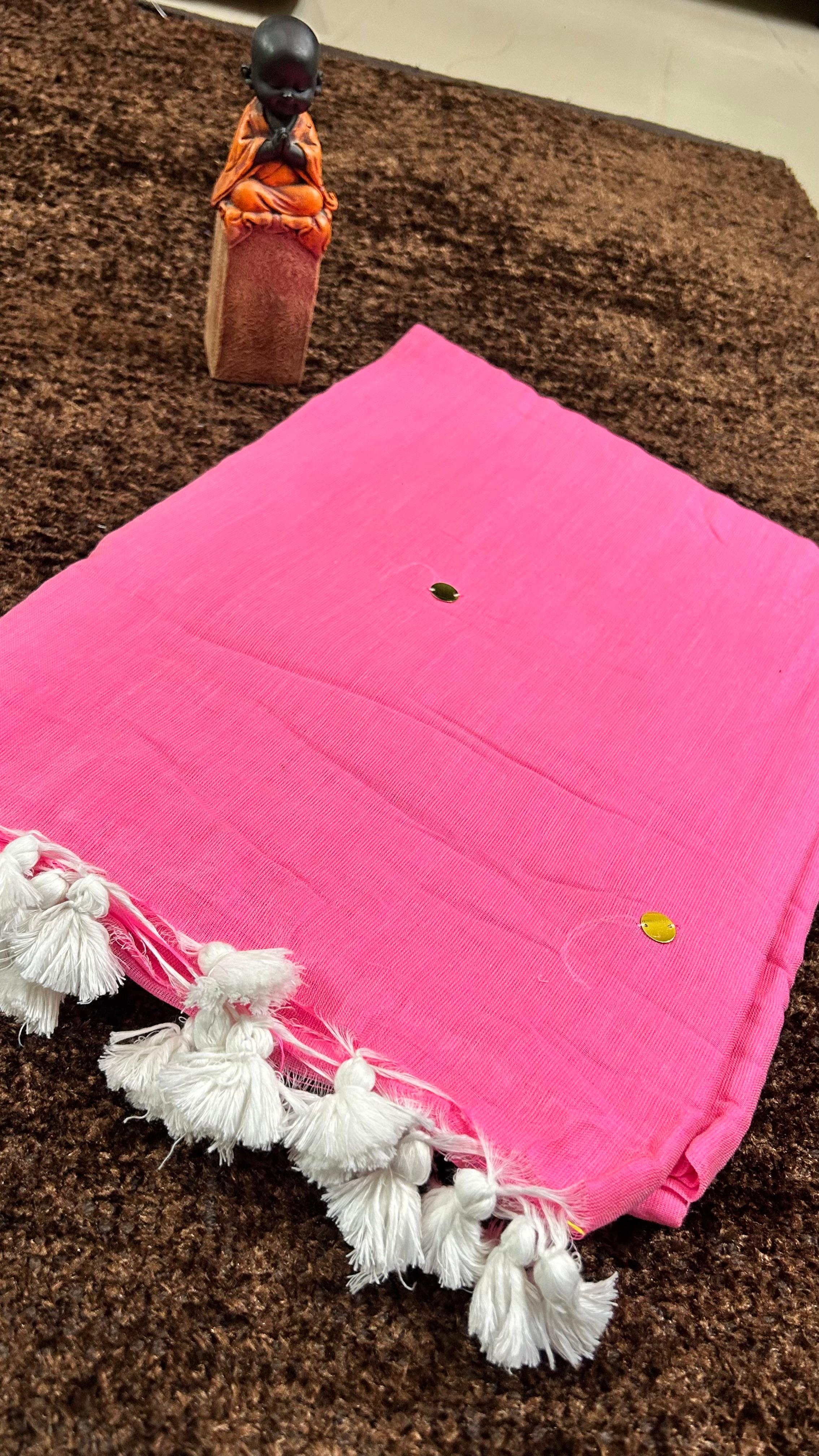 Plain Khadi Cotton Saree with Contrast Kalamkari Blouse